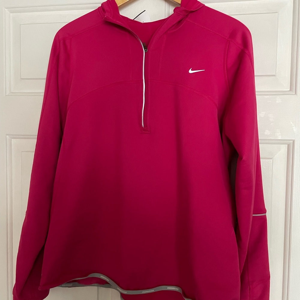 Kids XL Fuchsia Nike Dri-Fit Half Zip Hoodie With Pocket And Branding Accents